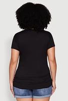 Womens Plus Size 3D Savage Mood Foil Graphic Tee, Black, Size 3X