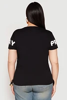 Womens Plus Size Pray Sequin Graphic T Shirt, Black, Size 1X