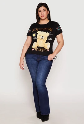 Womens Plus Sequin Perfectly Imperfect Graphic Tee,