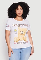 Womens Plus Size Sequin Perfectly Imperfect Graphic Tee, White, Size 1X