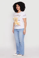 Womens Plus Size Sequin Perfectly Imperfect Graphic Tee, White, Size 1X
