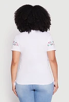 Womens Plus Size Sequin Perfectly Imperfect Graphic Tee, White, Size 3X