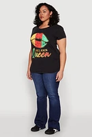 Womens Plus Size Melanin Queen Lip Graphic Tee, Black, Size 1X