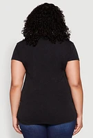 Womens Plus Size Melanin Queen Lip Graphic Tee, Black, Size 1X