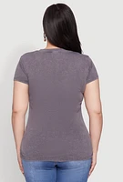 Womens Plus Size Mineral Wash She Is Graphic Tee, Grey, Size 3X
