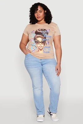 Womens Plus Mineral Wash She Is Graphic Tee, 1X