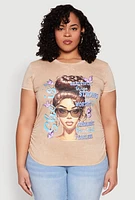 Womens Plus Mineral Wash She Is Graphic Tee, 1X