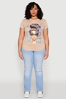 Womens Plus Mineral Wash She Is Graphic Tee, 1X