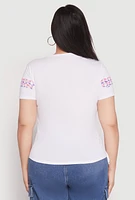 Womens Plus Size Sequin Rodeo Queen Top, White, Size 3X