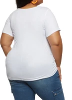 Womens Plus Size Living My Blessed Life Rhinestone Graphic Tee, White, Size 1X