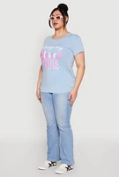 Womens Plus Living My Blessed Life Ruched Tee, 1X