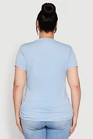 Womens Plus Living My Blessed Life Ruched Tee, 1X