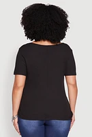 Womens Plus Size Just A Queen 3D Foil Graphic Tee, Black, Size 2X