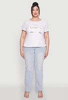Womens Plus Size Just A Queen 3D Foil Graphic Tee, White, Size 3X