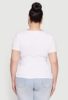 Womens Plus Size Just A Queen 3D Foil Graphic Tee, White, Size 3X