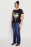 Womens Plus Size Sequin Queen Vibes Graphic Tee, Black, Size 1X