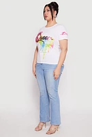 Womens Plus Size Sequin Queen Vibes Graphic Tee, White, Size 1X