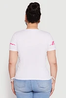Womens Plus Size Sequin Queen Vibes Graphic Tee, White, Size 1X