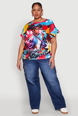 Womens Plus Size Blessed Queen Graphic Tee, Multi, Size 1X