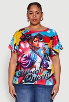 Womens Plus Size Blessed Queen Graphic Tee, Multi, Size 1X
