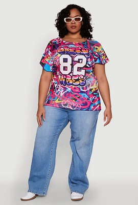 Womens Plus Size Queen Vibes Graphic Tee, Multi, Size 3X