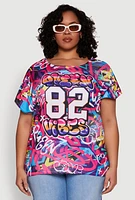 Womens Plus Queen Vibes Graphic Tee, Multi,