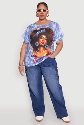 Womens Plus Size Blessed Life Graphic Tee, Blue, Size 1X