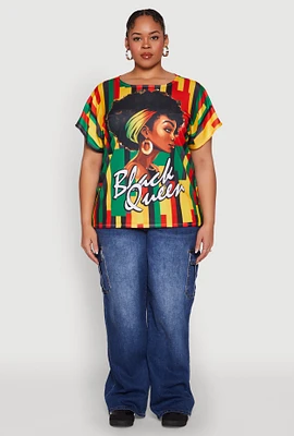 Womens Plus Size Black Queen Graphic Tee, Multi, Size 2X