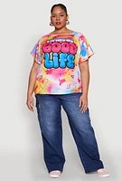 Womens Plus Size Living My Good Life Graphic Tee, Multi, Size 2X