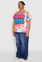 Womens Plus Size Living My Good Life Graphic Tee, Multi, Size 2X