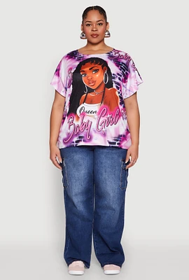 Womens Plus Size Baby Girl Graphic Print Tee, Multi, Size 1X