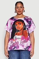 Womens Plus Size Baby Girl Graphic Print Tee, Multi, Size 1X