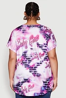 Womens Plus Size Baby Girl Graphic Print Tee, Multi, Size 1X