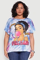 Womens Plus Size Girl Gang Graphic Tee, Blue, Size 2X