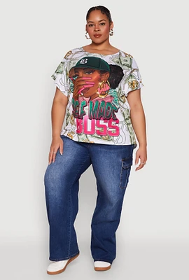 Womens Plus Size Self Made Graphic Tee, Multi, Size 3X