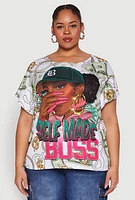 Womens Plus Size Self Made Graphic Tee, Multi, Size 1X