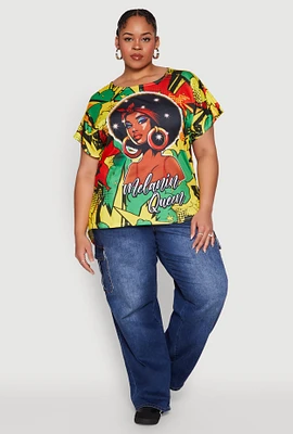 Womens Plus Size Melanin Queen Graphic Tee, Multi, Size 2X
