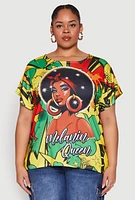 Womens Plus Size Melanin Queen Graphic Tee, Multi, Size 2X