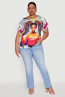 Womens Plus Size Blessed Graffiti Graphic Tee, Multi, Size 1X