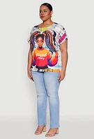 Womens Plus Size Blessed Graffiti Graphic Tee, Multi, Size 1X