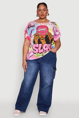 Womens Plus Size Slay All Day Graphic Tee, Multi, Size 2X