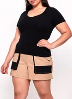 Womens Plus Seamless Textured Knit Scoop Neck Tee,