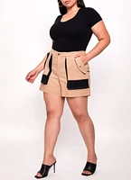 Womens Plus Size Seamless Textured Knit Scoop Neck Tee, Black, Size 1X-2X