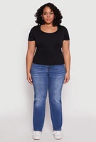 Womens Plus Basic Ribbed Knit Seamless Top,