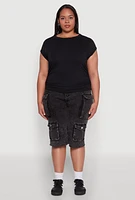 Womens Plus Size Side Ruched Tee, Black, Size 2X