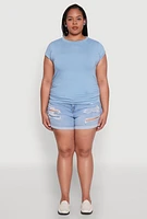 Womens Plus Side Ruched Tee, 1X