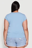 Womens Plus Side Ruched Tee, 1X