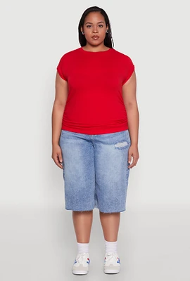 Womens Plus Side Ruched Tee, 1X