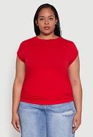 Womens Plus Side Ruched Tee, 1X