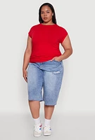 Womens Plus Side Ruched Tee, 1X